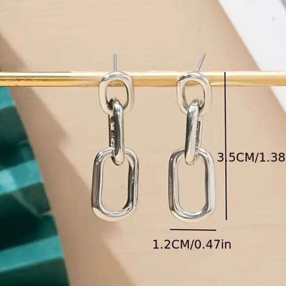 Chain Dangle Earrings Trendy Alloy Earrings with Stylish Design - Picture 3 of 5